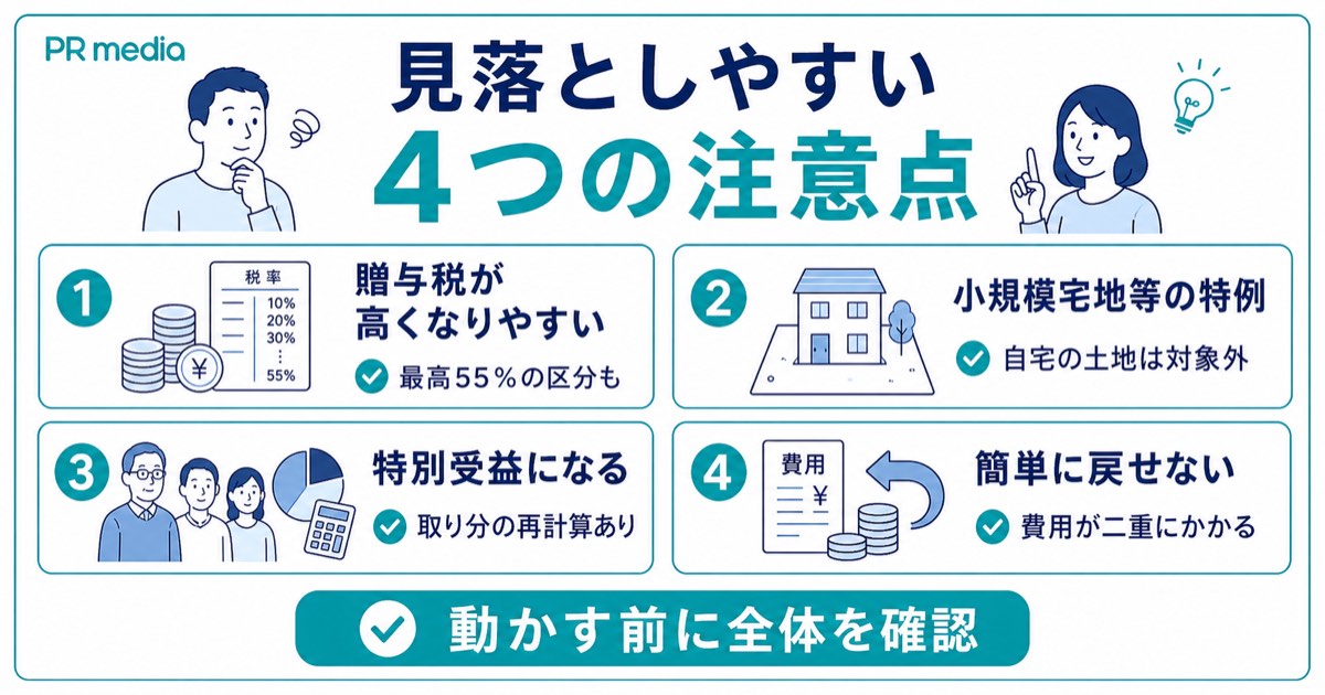 不動産を生前贈与する4つのデメリットと注意点を示す見出し画像