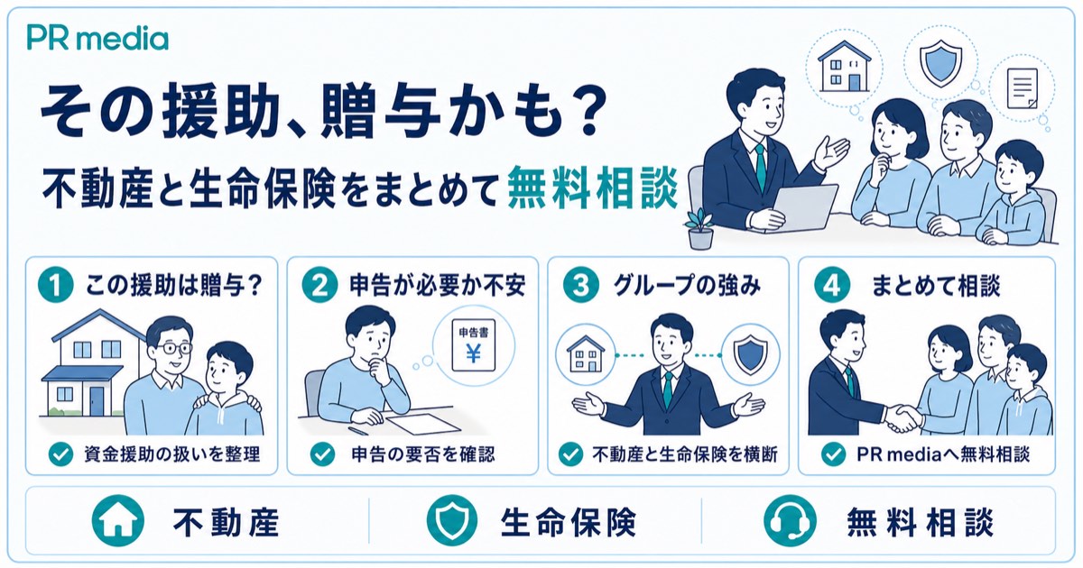 親子間の贈与で迷ったらPR mediaへ無料相談できることを示す見出し画像