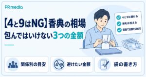 香典の相場と包んではいけない3つの金額を関係別に解説する記事のアイキャッチ画像