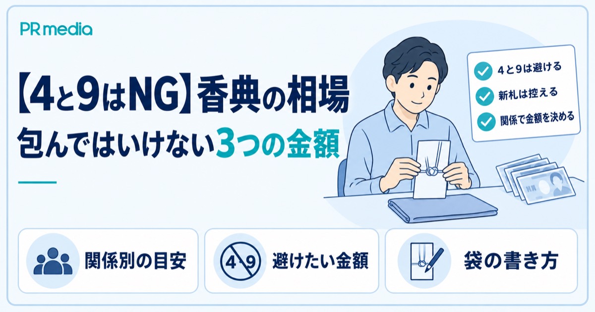 香典の相場と包んではいけない3つの金額を関係別に解説する記事のアイキャッチ画像
