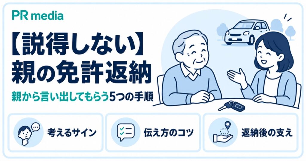 親を説得せずに免許返納を親から言い出してもらう5つの手順を解説する記事のアイキャッチ画像
