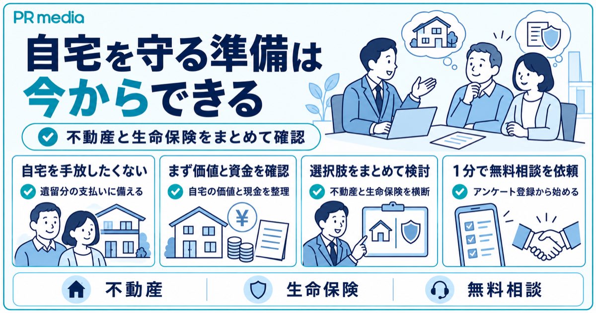 前妻の子への遺留分に備える資金や自宅の扱いをPR mediaへ無料相談できることを示す見出し画像