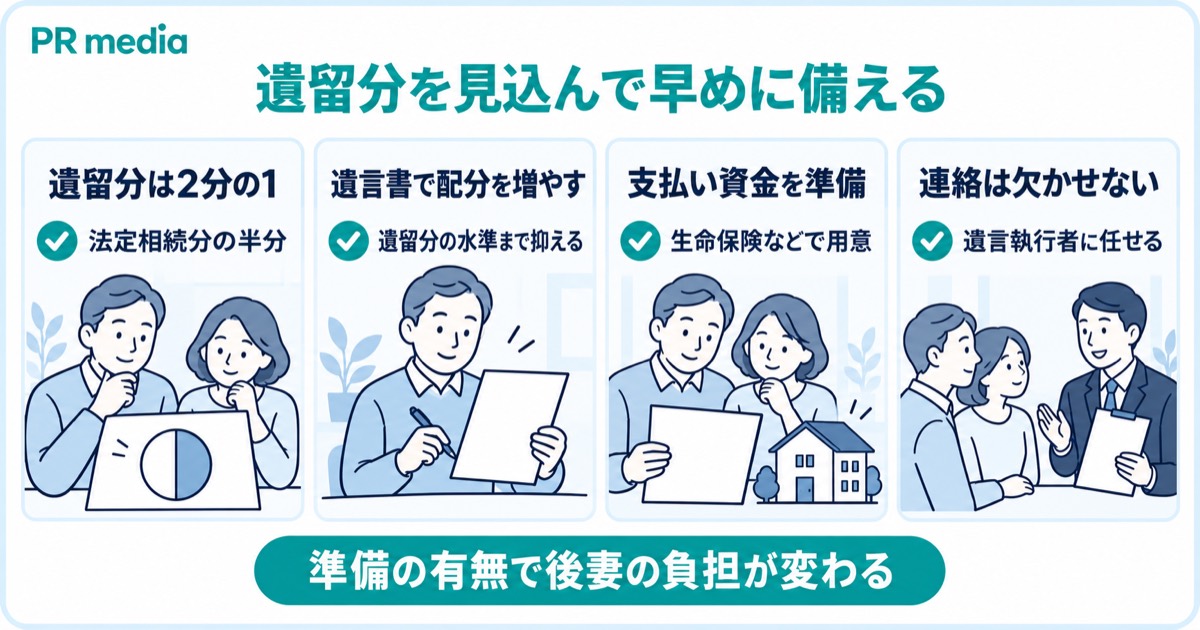 前妻の子の相続は遺留分を見込んで遺言と資金の準備を早めに進めるとまとめた見出し画像